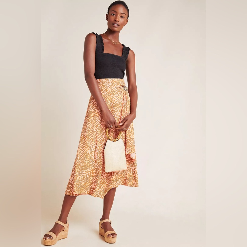 Anthropologie Maeve Minetta Midi Skirt Pink Size 2